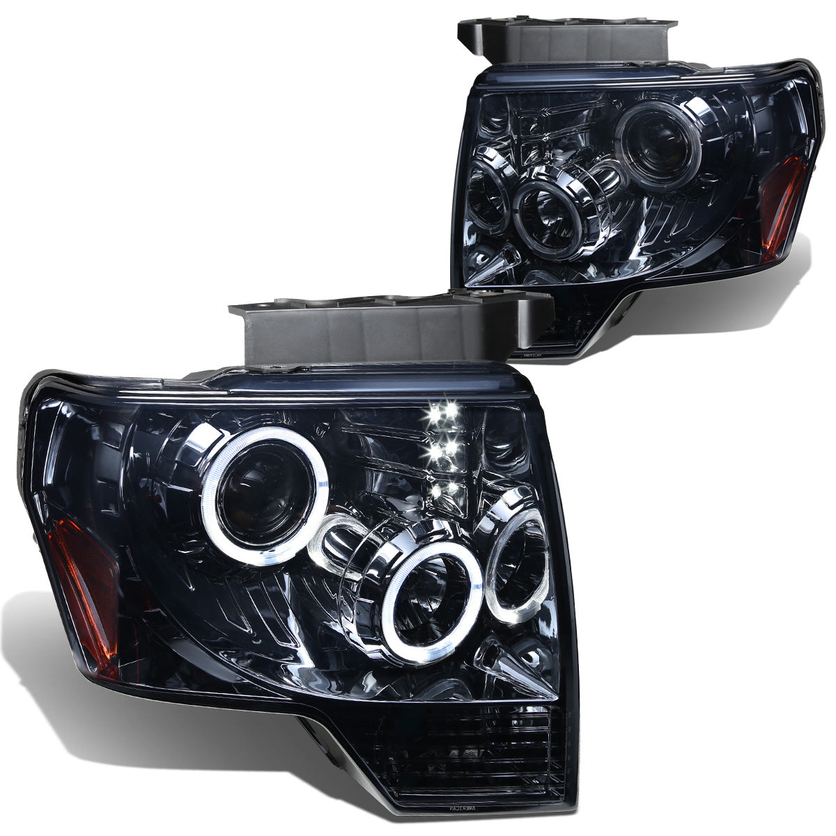 FAROS 09-14 FORD F-150 2/4-DOOR - LED - HALO PROJECTOR - SMOKE HOUSING / AMBER CORNER - H1 LOW BEAM / HIGH BEAM