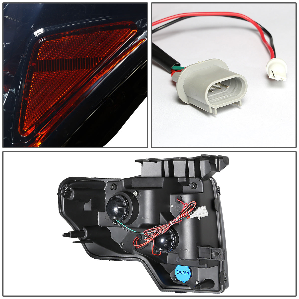 FAROS 09-14 FORD F-150 2/4-DOOR - LED - HALO PROJECTOR - SMOKE HOUSING / AMBER CORNER - H1 LOW BEAM / HIGH BEAM