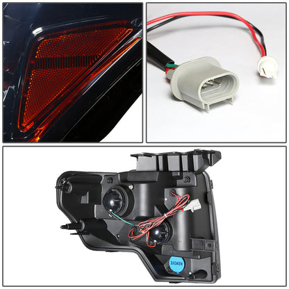 FAROS 09-14 FORD F-150 2/4-DOOR - LED - HALO PROJECTOR - SMOKE HOUSING / AMBER CORNER - H1 LOW BEAM / HIGH BEAM