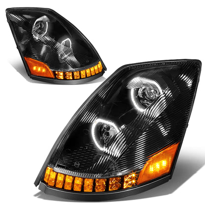 FAROS 04-18 VOLVO VN VNL 300 , 400 , 430 , 630 , 740 , 760 , 860 - LED - PROJECTOR - BLACK HOUSING - FULL LED LIGHTING