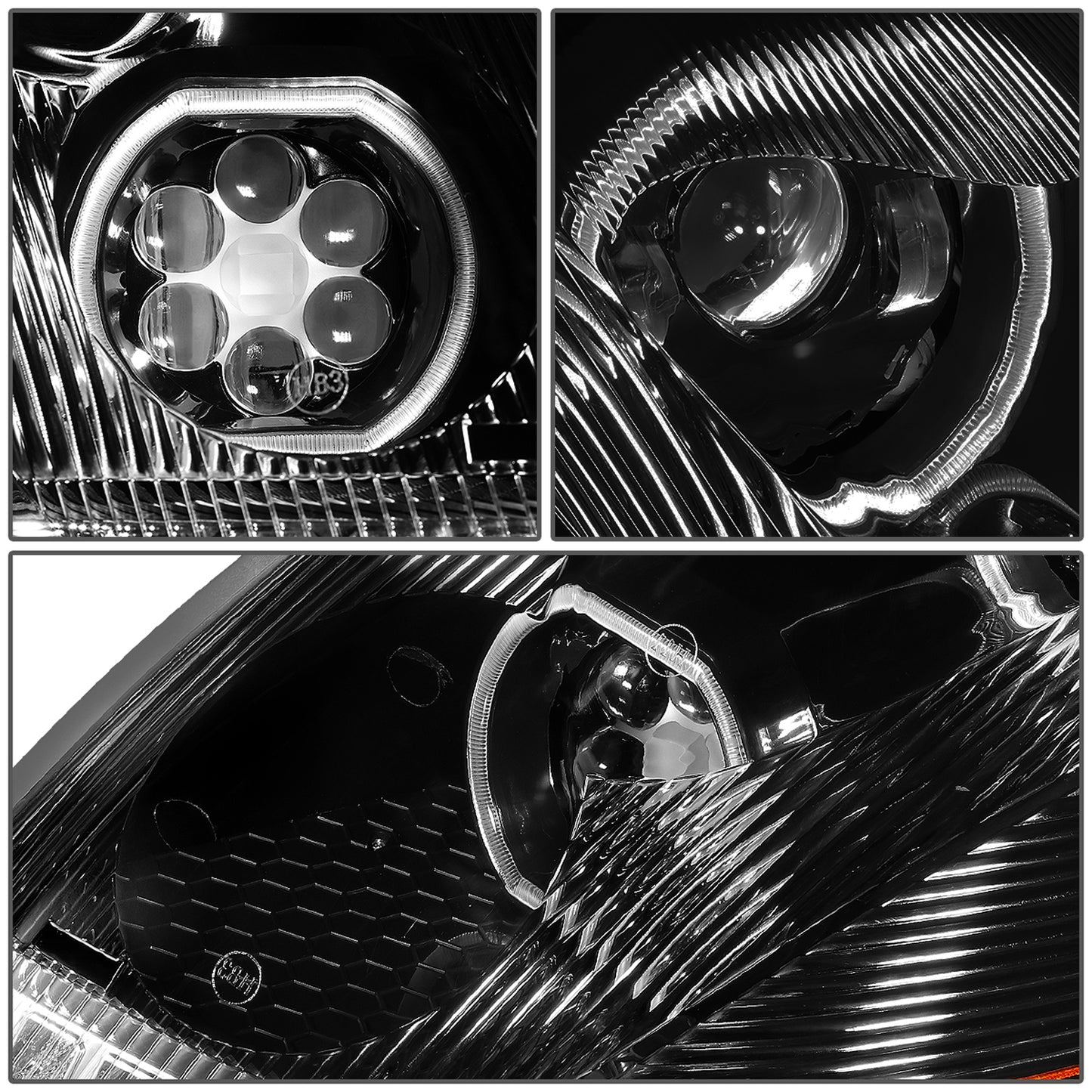 FAROS 04-18 VOLVO VN VNL 300 , 400 , 430 , 630 , 740 , 760 , 860 - LED - PROJECTOR - BLACK HOUSING - FULL LED LIGHTING