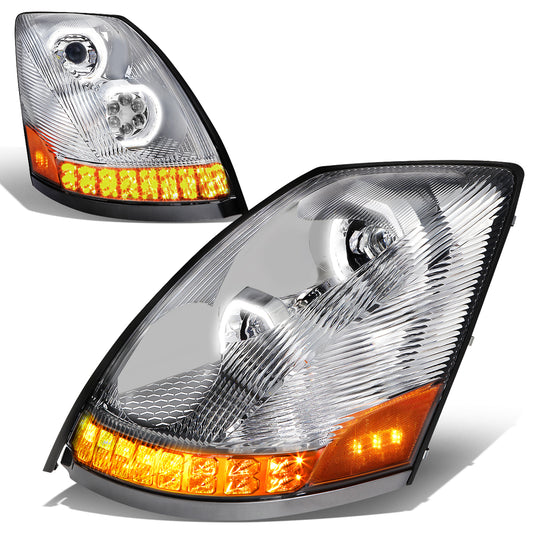FAROS 04-18 VOLVO VN VNL 300 , 400 , 430 , 630 , 740 , 760 , 860 - LED - PROJECTOR - CHROME HOUSING - FULL LED LIGHTING
