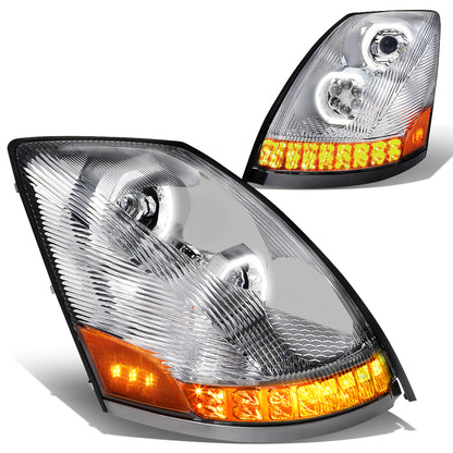 FAROS 04-18 VOLVO VN VNL 300 , 400 , 430 , 630 , 740 , 760 , 860 - LED - PROJECTOR - CHROME HOUSING - FULL LED LIGHTING
