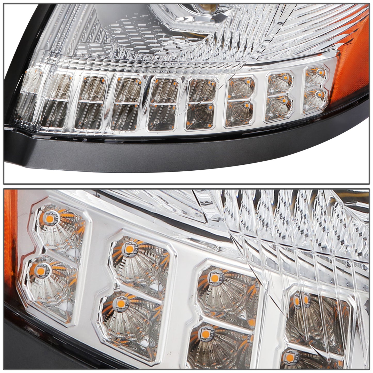 FAROS 04-18 VOLVO VN VNL 300 , 400 , 430 , 630 , 740 , 760 , 860 - LED - PROJECTOR - CHROME HOUSING - FULL LED LIGHTING