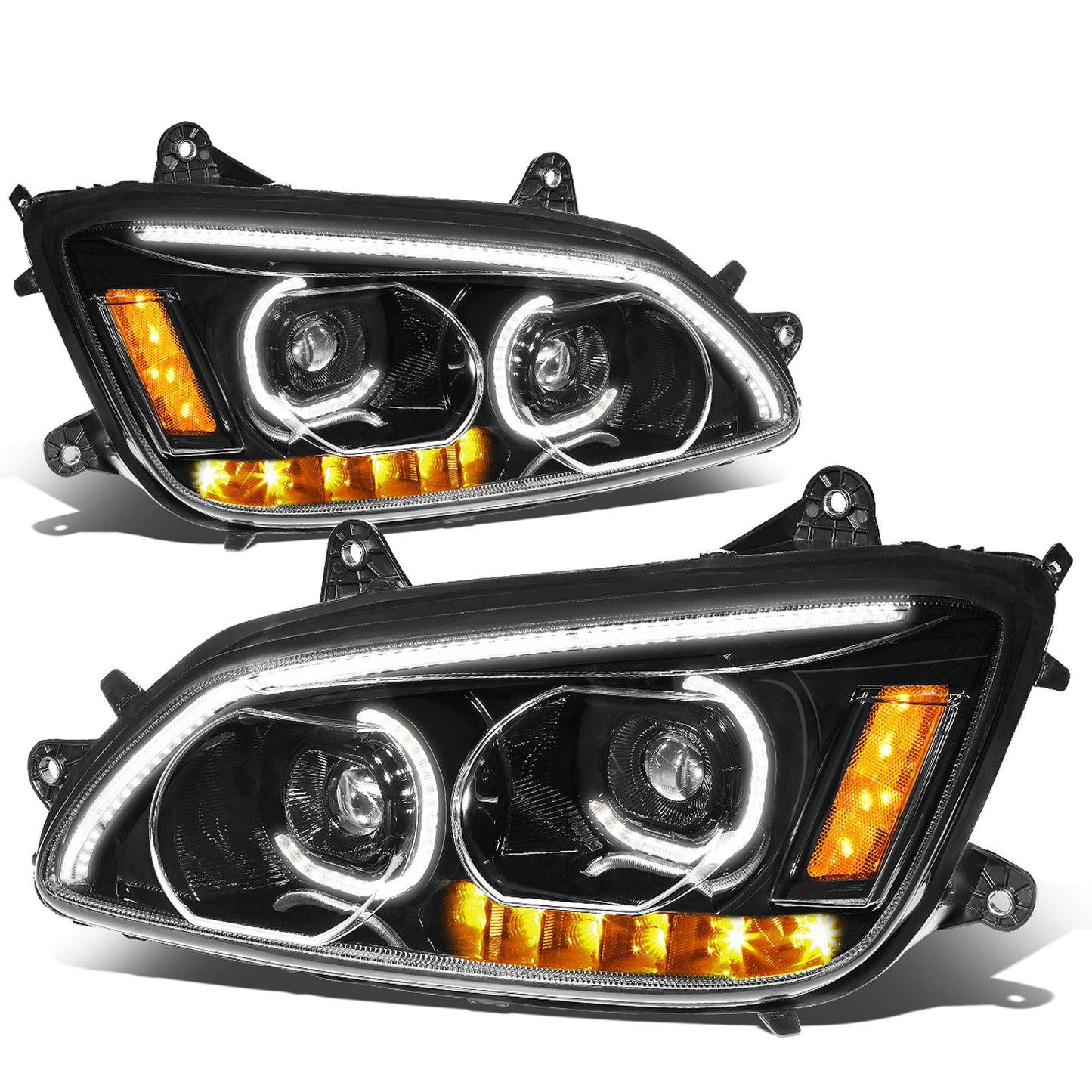FAROS 08-19 KENWORTH T170 / 08-19 KENWORTH T270 / 16-19 KENWORTH T300 / 08-19 KENWORTH T370 / 08-18 KENWORTH T660 / 11-15 KENWORTH T700 - LED - PROJECTOR - BLACK HOUSING - FULL LED LIGHTING