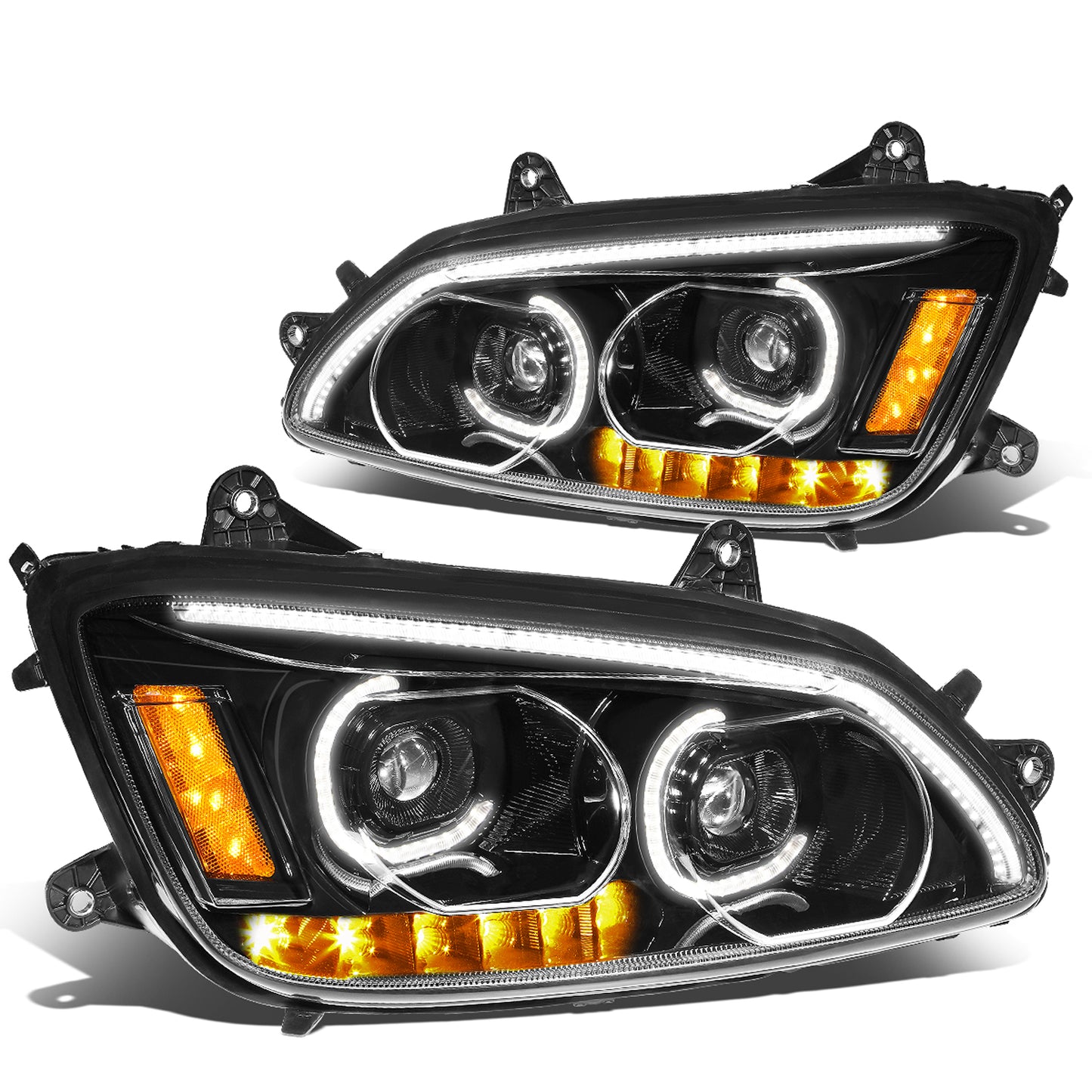 FAROS 08-19 KENWORTH T170 / 08-19 KENWORTH T270 / 16-19 KENWORTH T300 / 08-19 KENWORTH T370 / 08-18 KENWORTH T660 / 11-15 KENWORTH T700 - LED - PROJECTOR - BLACK HOUSING - FULL LED LIGHTING