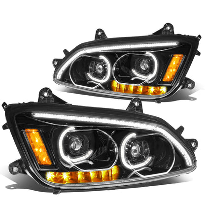 FAROS 08-19 KENWORTH T170 / 08-19 KENWORTH T270 / 16-19 KENWORTH T300 / 08-19 KENWORTH T370 / 08-18 KENWORTH T660 / 11-15 KENWORTH T700 - LED - PROJECTOR - BLACK HOUSING - FULL LED LIGHTING
