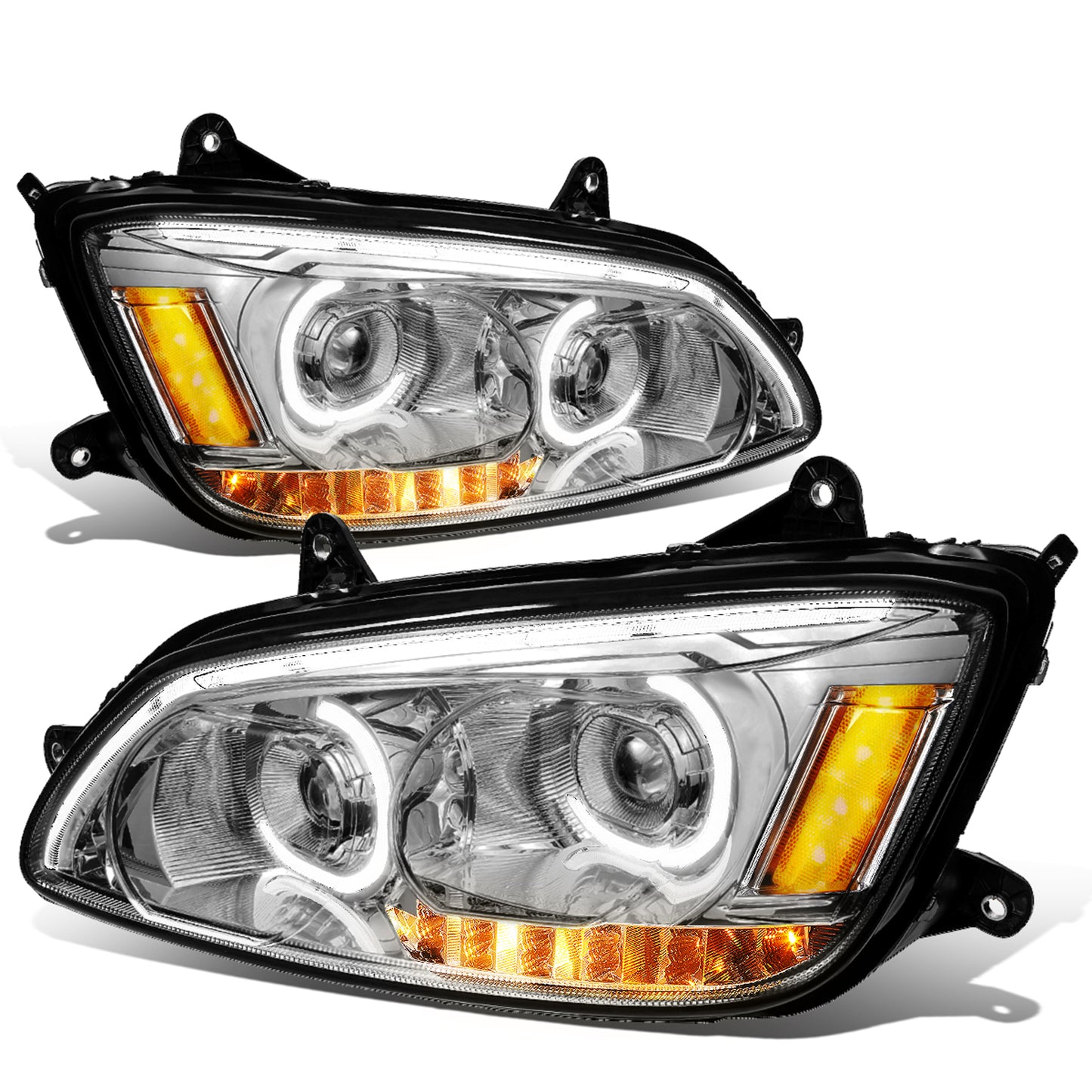 FAROS 08-19 KENWORTH T170 / 08-19 KENWORTH T270 / 16-19 KENWORTH T300 / 08-19 KENWORTH T370 / 08-18 KENWORTH T660 / 11-15 KENWORTH T700 - LED - PROJECTOR - CHROME HOUSING - FULL LED LIGHTING
