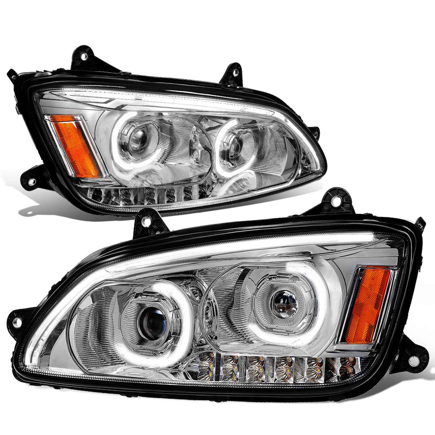 FAROS 08-19 KENWORTH T170 / 08-19 KENWORTH T270 / 16-19 KENWORTH T300 / 08-19 KENWORTH T370 / 08-18 KENWORTH T660 / 11-15 KENWORTH T700 - LED - PROJECTOR - CHROME HOUSING - FULL LED LIGHTING
