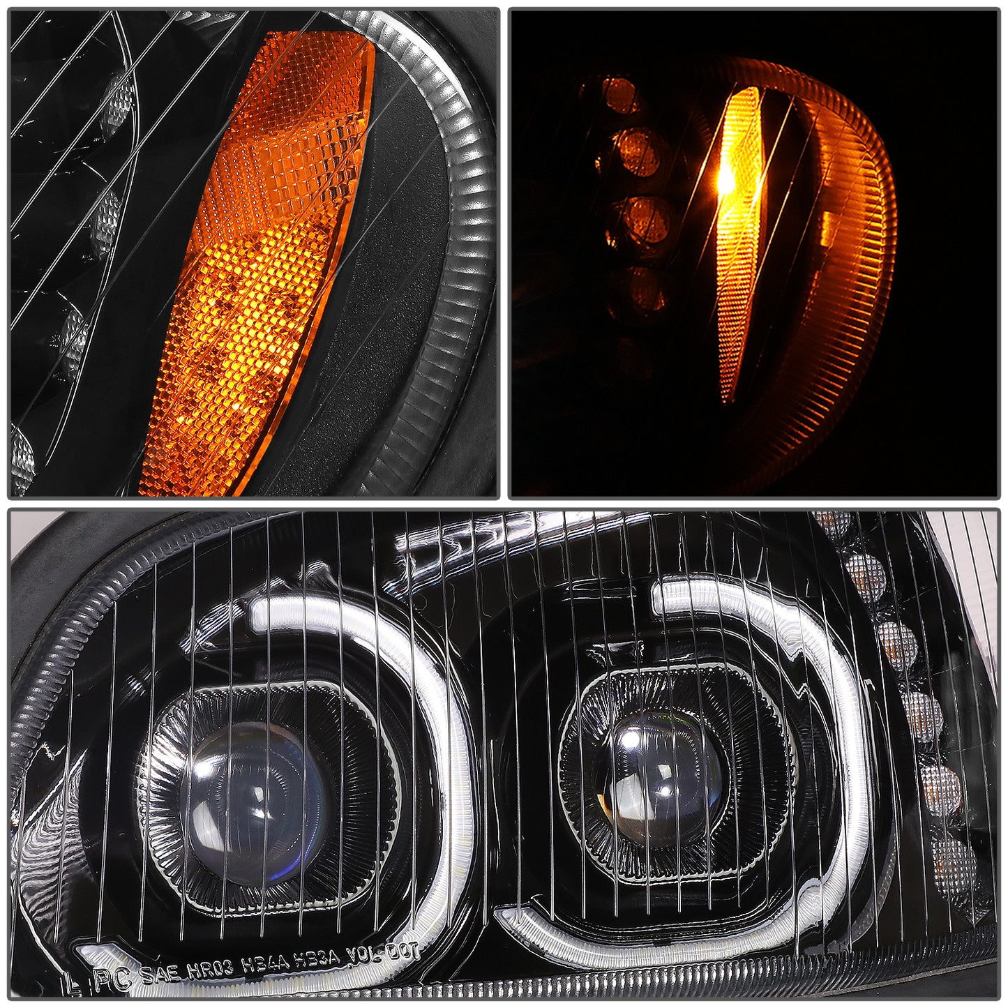 FAROS 04-12 FREIGHTLINER BUSINESS CLASS M2 / 03-19 FREIGHTLINER M2 106 / 03-19 FREIGHTLINER M2 112 - PROJECTOR - LED DRL - BLACK HOUSING - LED LOW BEAM / HIGH BEAM - LED TURN SIGNAL