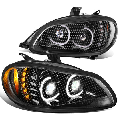 FAROS 04-12 FREIGHTLINER BUSINESS CLASS M2 / 03-19 FREIGHTLINER M2 106 / 03-19 FREIGHTLINER M2 112 - PROJECTOR - LED DRL - BLACK HOUSING - LED LOW BEAM / HIGH BEAM - LED TURN SIGNAL