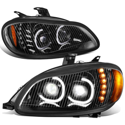 FAROS 04-12 FREIGHTLINER BUSINESS CLASS M2 / 03-19 FREIGHTLINER M2 106 / 03-19 FREIGHTLINER M2 112 - PROJECTOR - LED DRL - BLACK HOUSING - LED LOW BEAM / HIGH BEAM - LED TURN SIGNAL