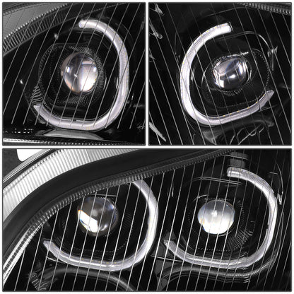 FAROS 04-12 FREIGHTLINER BUSINESS CLASS M2 / 03-19 FREIGHTLINER M2 106 / 03-19 FREIGHTLINER M2 112 - PROJECTOR - LED DRL - BLACK HOUSING - LED LOW BEAM / HIGH BEAM - LED TURN SIGNAL
