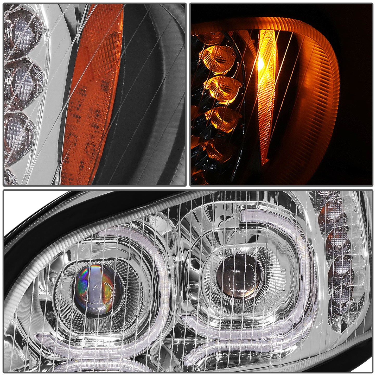 FAROS 04-12 FREIGHTLINER BUSINESS CLASS M2 / 03-19 FREIGHTLINER M2 106 / 03-19 FREIGHTLINER M2 112 - PROJECTOR - LED DRL - CHROME HOUSING - LED LOW BEAM / HIGH BEAM - LED TURN SIGNAL