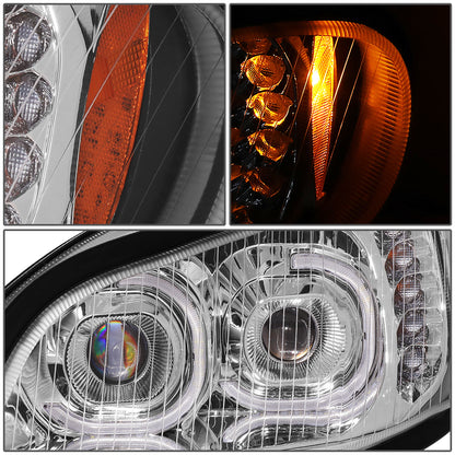 FAROS 04-12 FREIGHTLINER BUSINESS CLASS M2 / 03-19 FREIGHTLINER M2 106 / 03-19 FREIGHTLINER M2 112 - PROJECTOR - LED DRL - CHROME HOUSING - LED LOW BEAM / HIGH BEAM - LED TURN SIGNAL