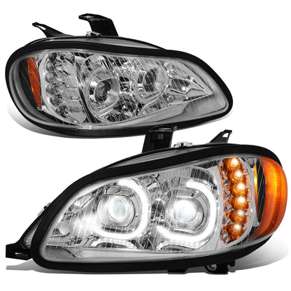 FAROS 04-12 FREIGHTLINER BUSINESS CLASS M2 / 03-19 FREIGHTLINER M2 106 / 03-19 FREIGHTLINER M2 112 - PROJECTOR - LED DRL - CHROME HOUSING - LED LOW BEAM / HIGH BEAM - LED TURN SIGNAL