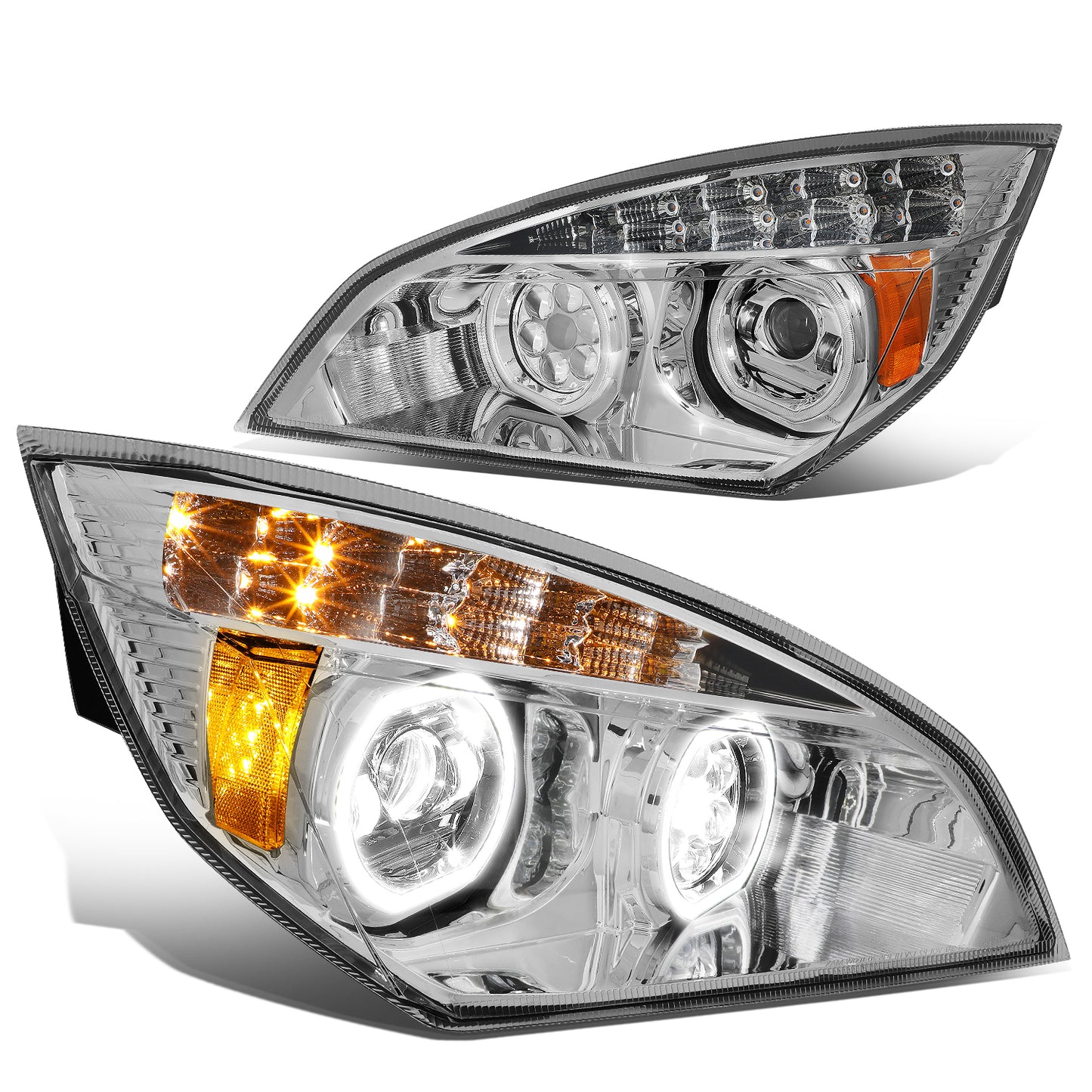 FAROS 18-20 FREIGHTLINER CASCADIA - FITS NEW BODY STYLE ONLY - HALO LED DRL - BLACK HOUSING