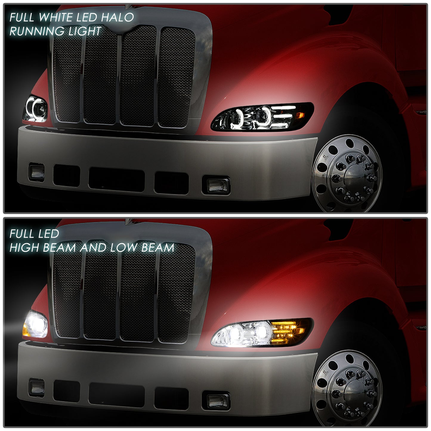 FAROS 08-19 PETERBILT 325 / 05-20 PETERBILT 330 / 05-10 PETERBILT 335 / 10-20 PETERBILT 337 / 07-10 PETERBILT 340 / 10-20 PETERBILT 348 / 07-18 PETERBILT 382 / 07-14 PETERBILT 384 / 05-16 PETERBILT 386 / 99-11 PETERBILT 387 - C-HALO PROJECTOR SWITCHBACK