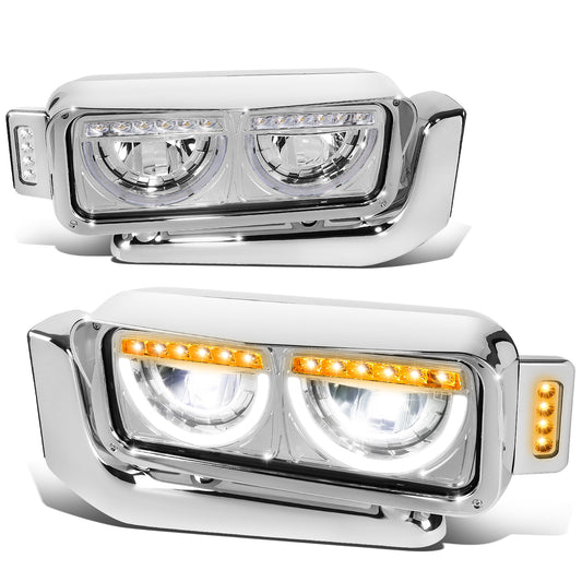 FAROS 81-88 PETERBILT 359 / 87-07 PETERBILT 379 / 08-21 PETERBILT 389 - REQUIRES WIRING TO VEHICLES LIGHTING HARNESS - CHROME