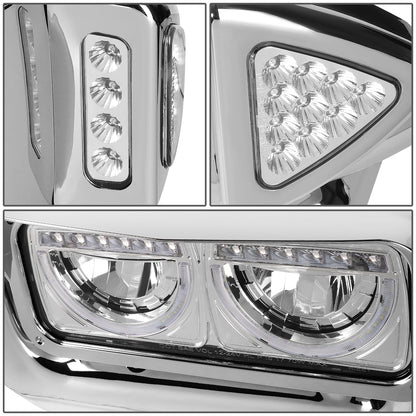 FAROS 81-88 PETERBILT 359 / 87-07 PETERBILT 379 / 08-21 PETERBILT 389 - REQUIRES WIRING TO VEHICLES LIGHTING HARNESS - CHROME