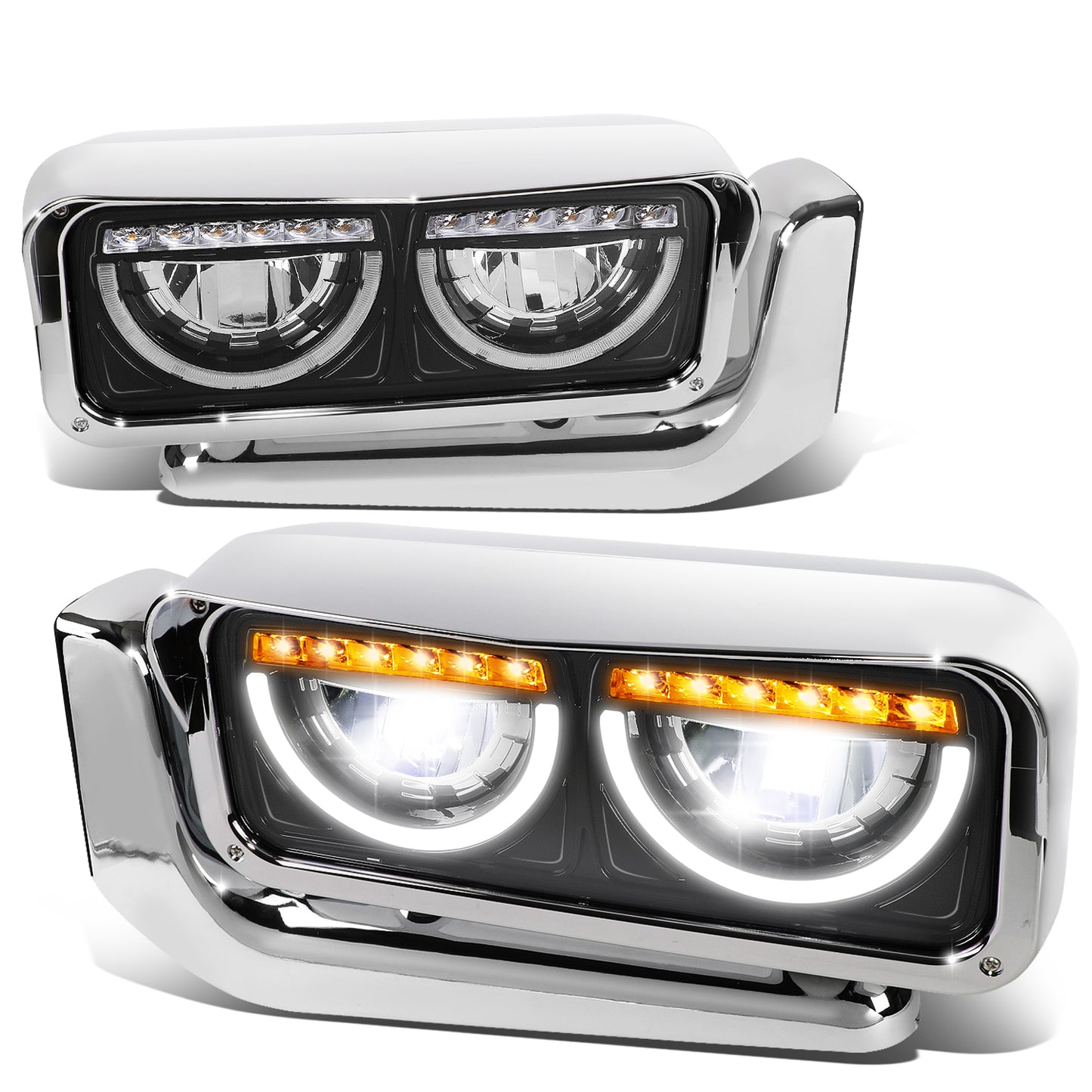 FAROS 81-88 PETERBILT 359 / 87-07 PETERBILT 379 / 08-21 PETERBILT 389 - REQUIRES WIRING TO VEHICLES LIGHTING HARNESS - BLACK