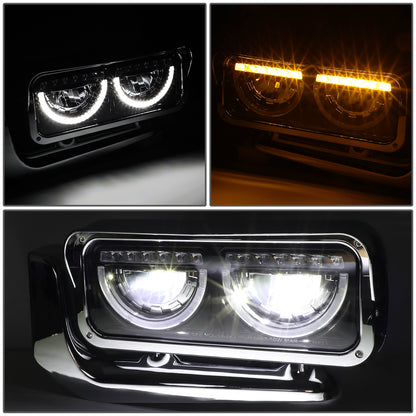 FAROS 81-88 PETERBILT 359 / 87-07 PETERBILT 379 / 08-21 PETERBILT 389 - REQUIRES WIRING TO VEHICLES LIGHTING HARNESS - BLACK