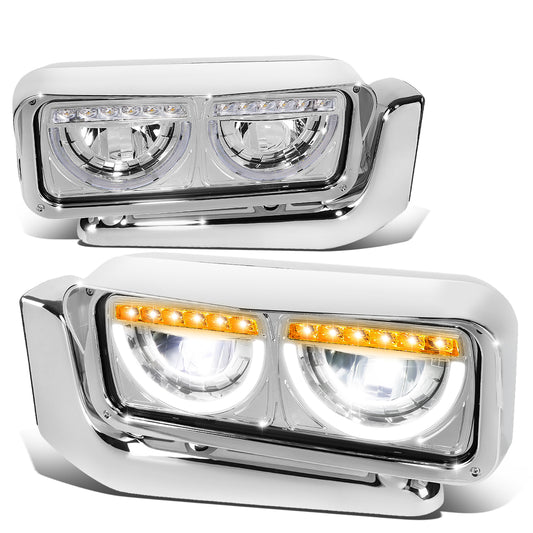 FAROS 81-88 PETERBILT 359 / 87-07 PETERBILT 379 / 08-21 PETERBILT 389 - REQUIRES WIRING TO VEHICLES LIGHTING HARNESS - CHROME