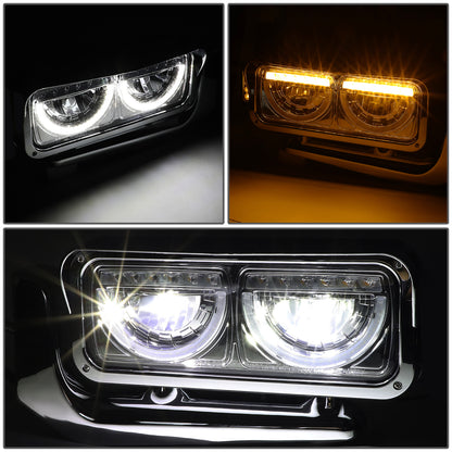 FAROS 81-88 PETERBILT 359 / 87-07 PETERBILT 379 / 08-21 PETERBILT 389 - REQUIRES WIRING TO VEHICLES LIGHTING HARNESS - CHROME