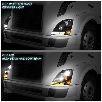 FAROS 03-17 VOLVO VN VNL VNM VNX MODEL TRUCKS - REFLECTOR HIGH / LOW WHITE AMBER LED SWITCHBACK - BLACK