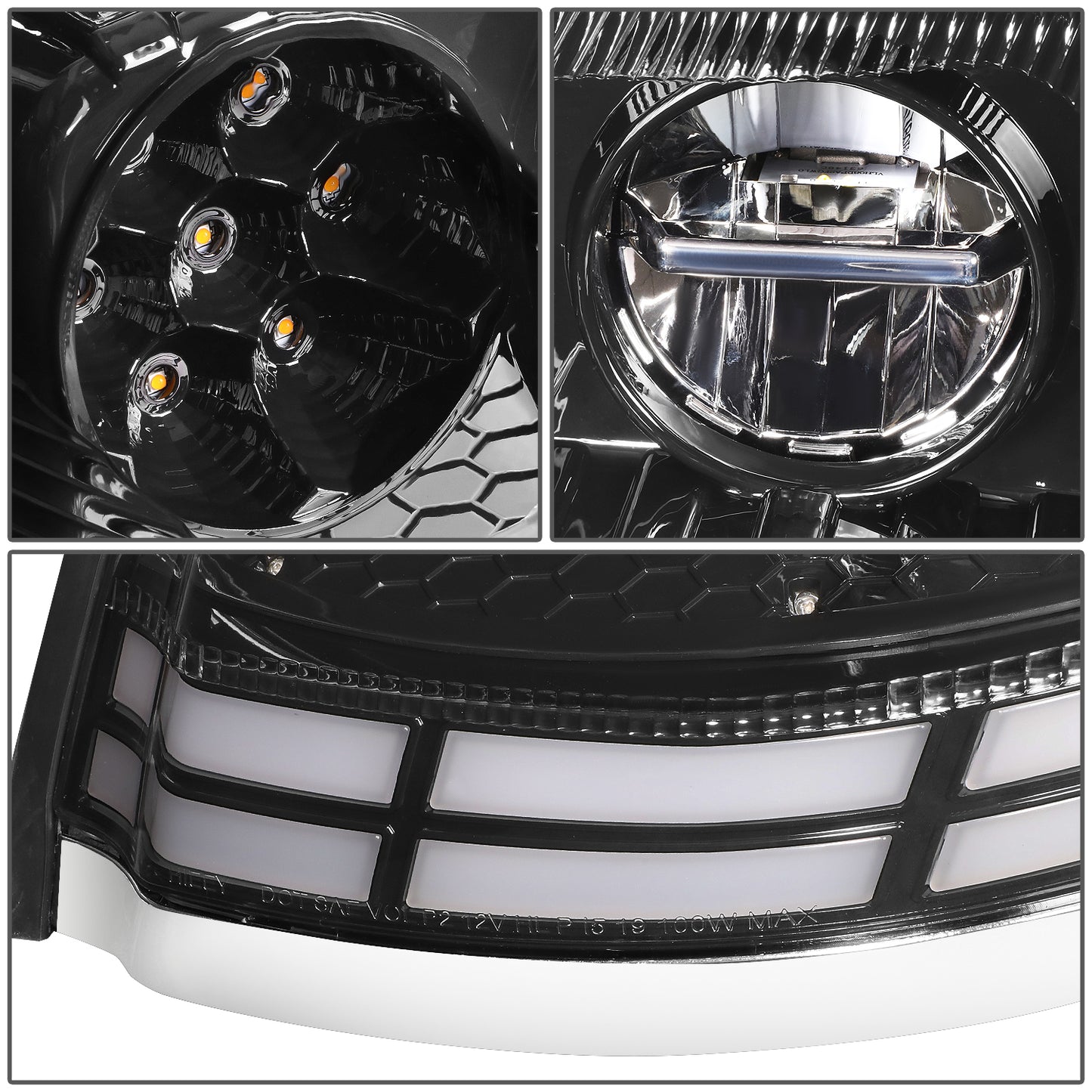 FAROS 03-17 VOLVO VN VNL VNM VNX MODEL TRUCKS - REFLECTOR HIGH / LOW WHITE AMBER LED SWITCHBACK - BLACK