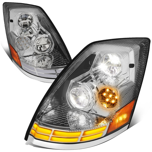 FAROS 03-17 VOLVO VN VNL VNM VNX MODEL TRUCKS - REFLECTOR HIGH / LOW WHITE AMBER LED SWITCHBACK - CHROME