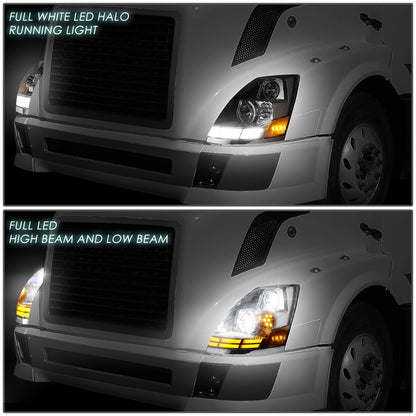 FAROS 03-17 VOLVO VN VNL VNM VNX MODEL TRUCKS - REFLECTOR HIGH / LOW WHITE AMBER LED SWITCHBACK - CHROME