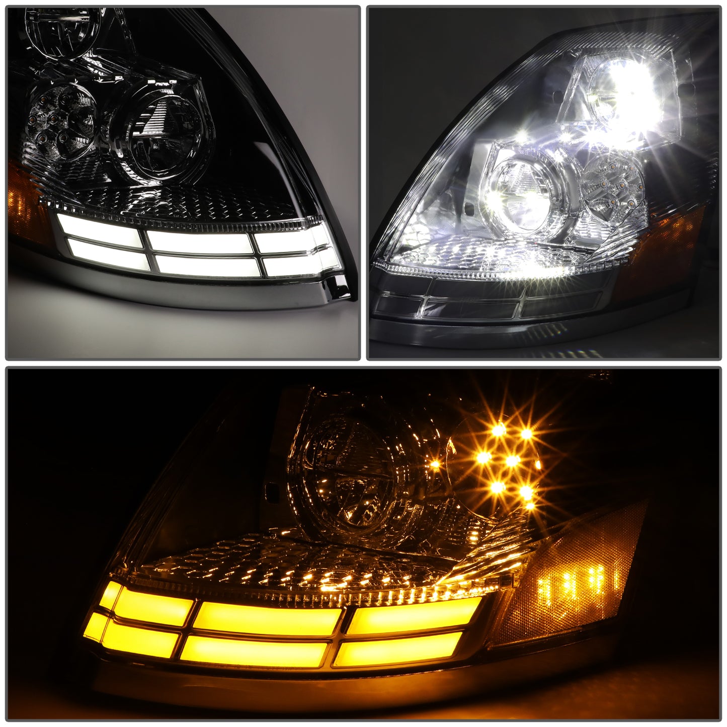 FAROS 03-17 VOLVO VN VNL VNM VNX MODEL TRUCKS - REFLECTOR HIGH / LOW WHITE AMBER LED SWITCHBACK - CHROME