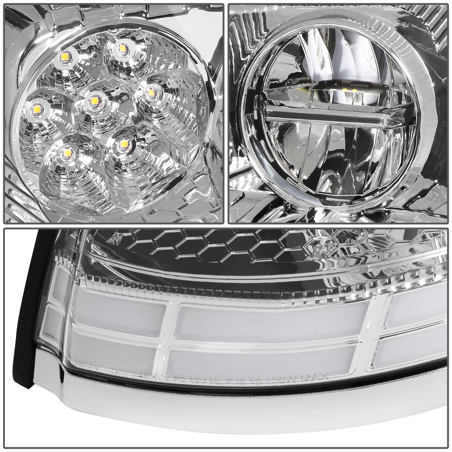 FAROS 03-17 VOLVO VN VNL VNM VNX MODEL TRUCKS - REFLECTOR HIGH / LOW WHITE AMBER LED SWITCHBACK - CHROME