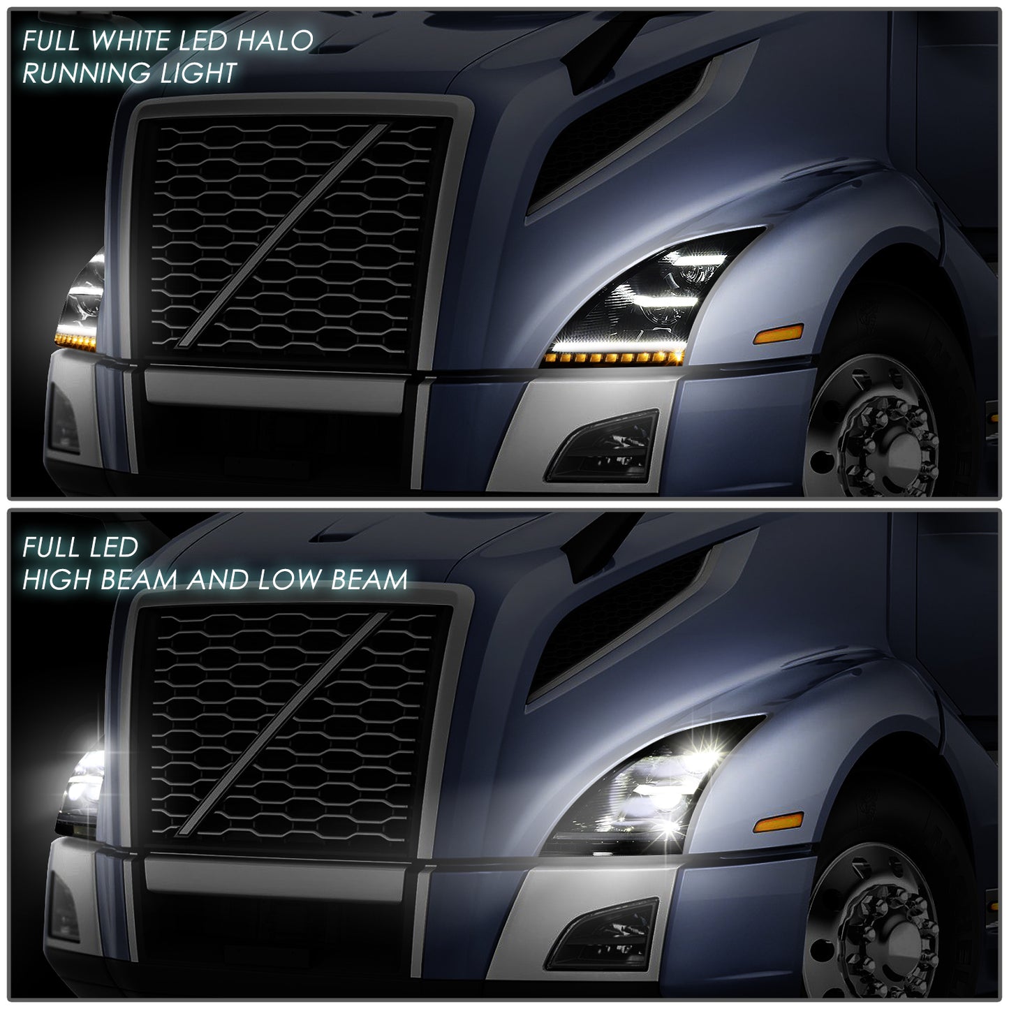 FAROS 18-21 VOLVO VNL, VNL 300, VNL 400, VNL 740, VNL 760, VNL 860 / 18-21 VOLVO VNR, VNR 300, VNR 400, VNR 640 - REFLECTOR HIGH / LOW SEQUENTIAL CHASE LED - BLACK