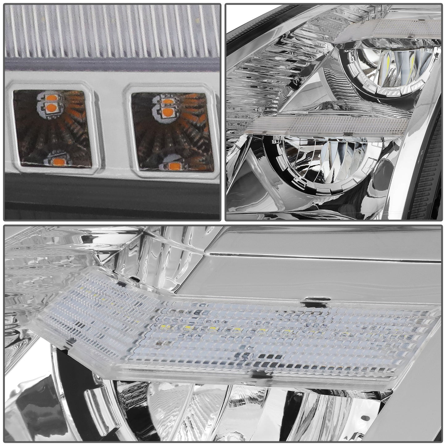 FAROS 18-21 VOLVO VNL, VNL 300, VNL 400, VNL 740, VNL 760, VNL 860 / 18-21 VOLVO VNR, VNR 300, VNR 400, VNR 640 - REFLECTOR HIGH / LOW SEQUENTIAL CHASE LED - CHROME