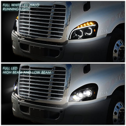 FAROS 08-17 FREIGHTLINER CASCADIA - MARKER & TURN SIGNAL LIGHTS NEED TO BE WIRED INTO EXISTING LIGHTING HARNESS - FULL LED C-HALO PROJECTORS WITH 3D LIGHT BAR - BLACK