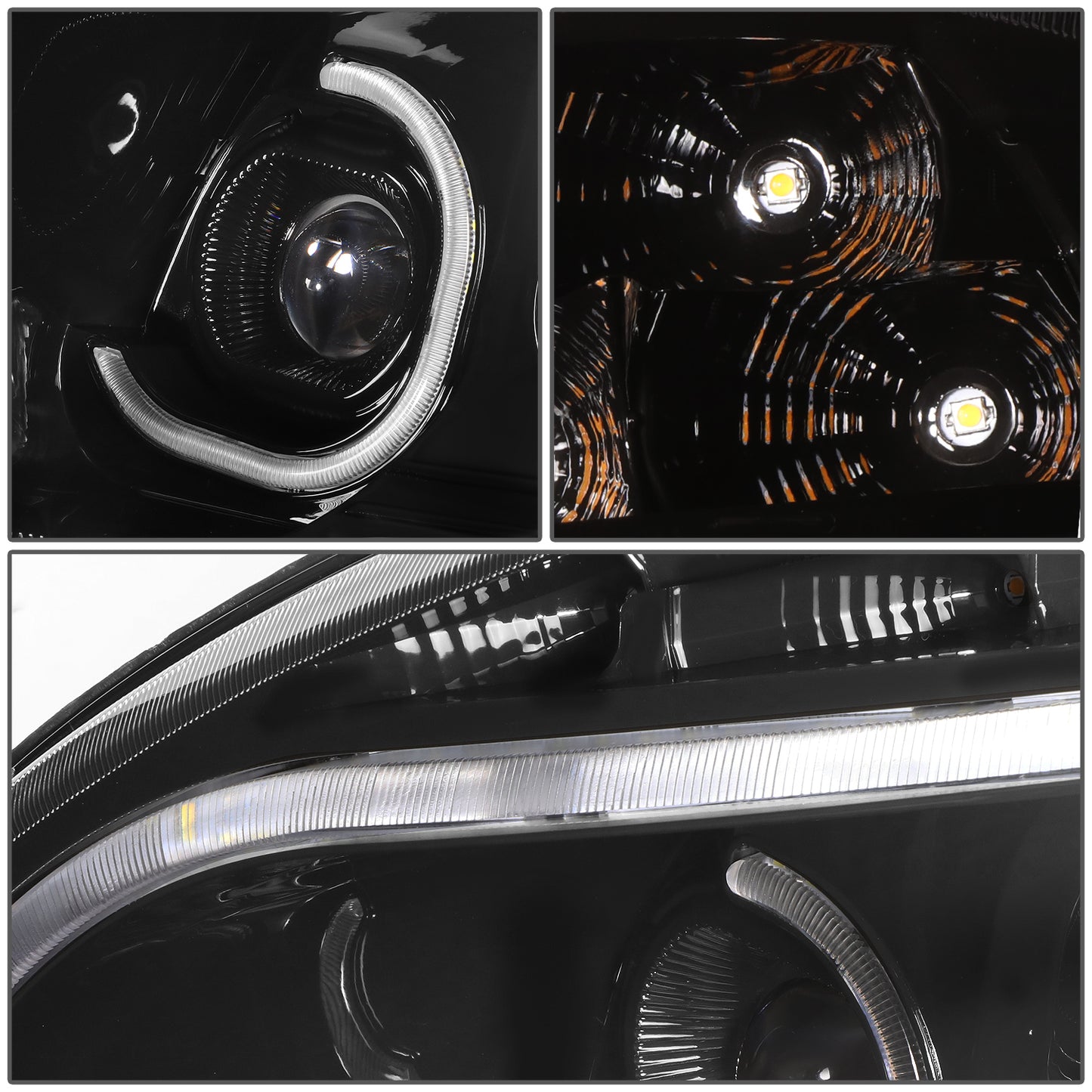 FAROS 08-17 FREIGHTLINER CASCADIA - MARKER & TURN SIGNAL LIGHTS NEED TO BE WIRED INTO EXISTING LIGHTING HARNESS - FULL LED C-HALO PROJECTORS WITH 3D LIGHT BAR - BLACK