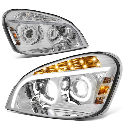 FAROS 08-17 FREIGHTLINER CASCADIA - MARKER & TURN SIGNAL LIGHTS NEED TO BE WIRED INTO EXISTING LIGHTING HARNESS - FULL LED C-HALO PROJECTORS WITH 3D LIGHT BAR - CHROME