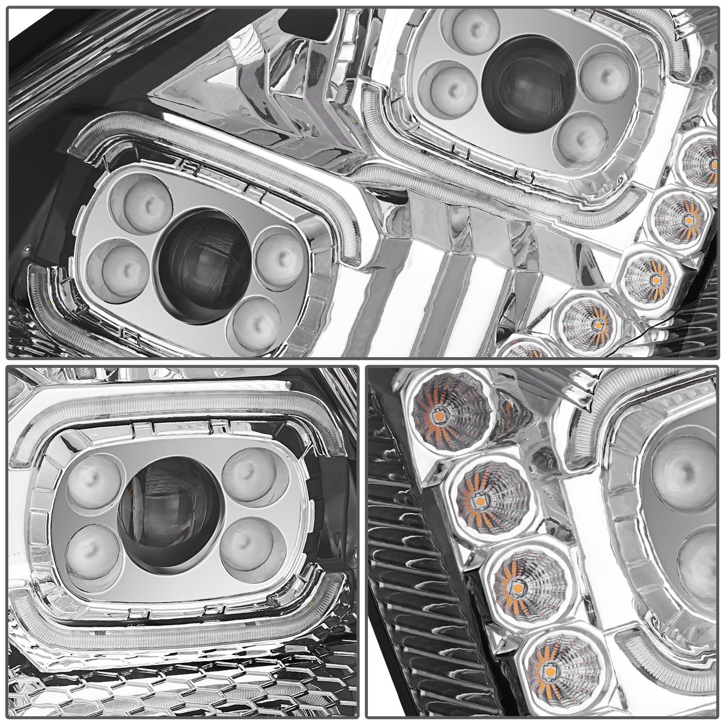 FAROS 04-18 VOLVO VN VNL 300 400 430 630 740 760 860 - FULL LED RGB DRL SEQUENTIAL TURN SIGNAL - CHROME