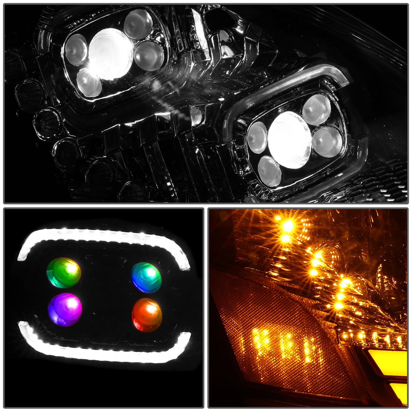 FAROS 04-18 VOLVO VN VNL 300 400 430 630 740 760 860 - FULL LED RGB DRL SEQUENTIAL TURN SIGNAL - CHROME