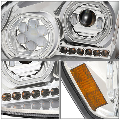 FAROS 08-17 FREIGHTLINER CASCADIA - FULL LED HALO PROJECTORS GATTLING BARREL RGB - CHROME