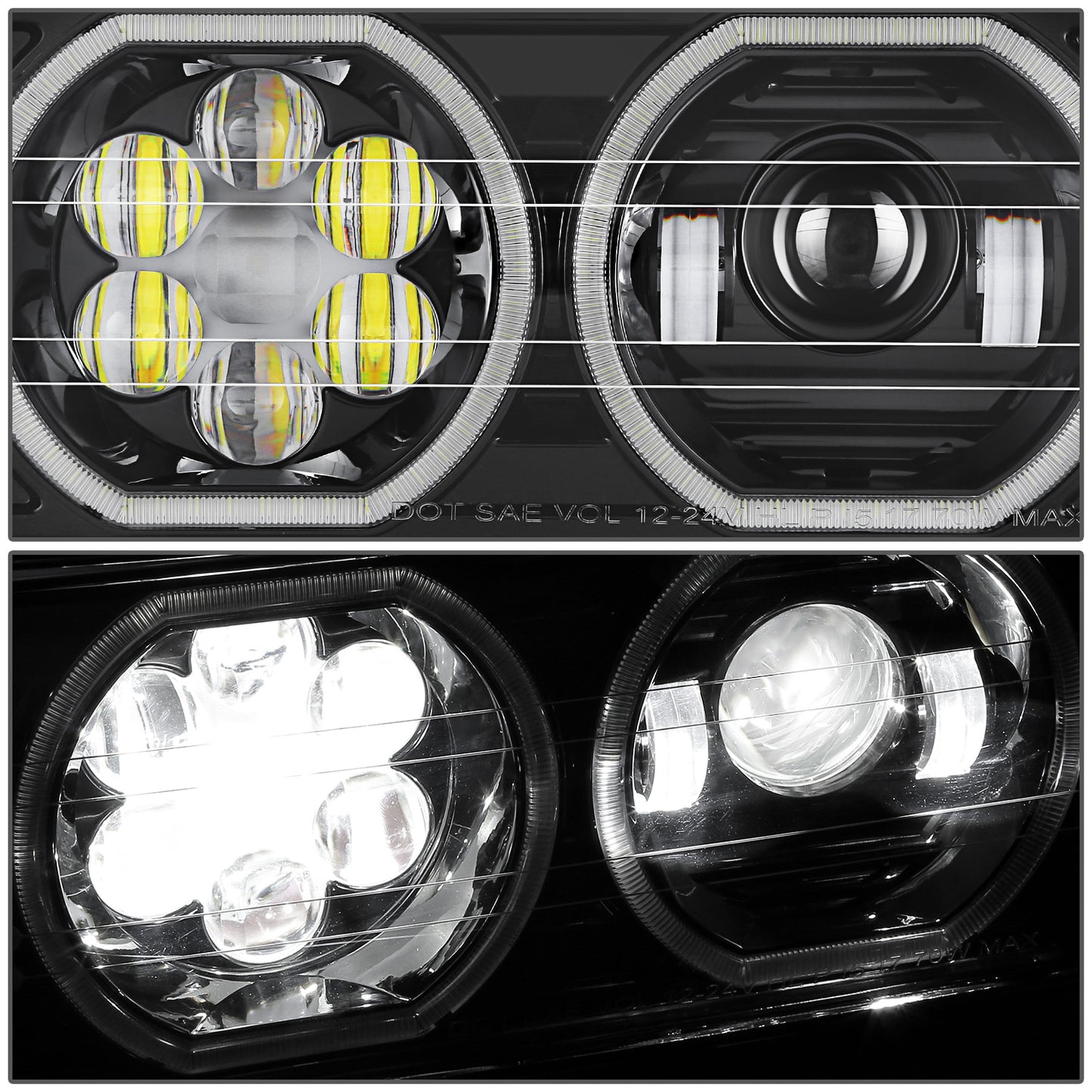 FAROS VOLVO VNL 18-23 / VOLVO VNR 18-23 / VOLVO VNL 300 18-20 / VOLVO VNL 400 18-20 / VOLVO VNL 740 18-20 / VOLVO VNL 760 18-20 / VOLVO VNL 860 18-20 / VOLVO VNR 300 18-20 / VOLVO VNR 400 18-20 / VOLVO VNR 640 18-20 - WHITE HALO RING - BLACK