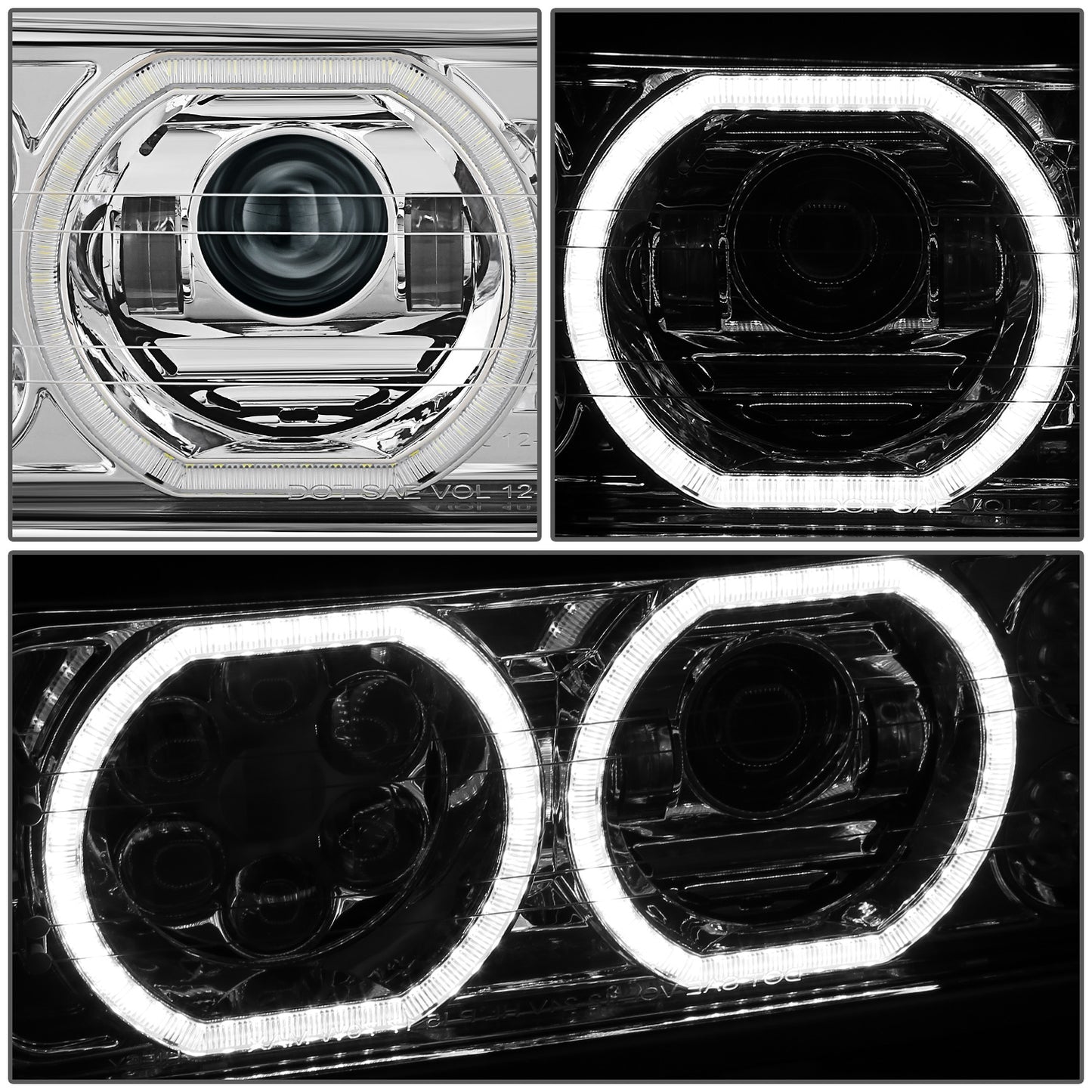 FAROS VOLVO VNL 18-23 / VOLVO VNR 18-23 / VOLVO VNL 300 18-20 / VOLVO VNL 400 18-20 / VOLVO VNL 740 18-20 / VOLVO VNL 760 18-20 / VOLVO VNL 860 18-20 / VOLVO VNR 300 18-20 / VOLVO VNR 400 18-20 / VOLVO VNR 640 18-20 - WHITE HALO RING - CHROME