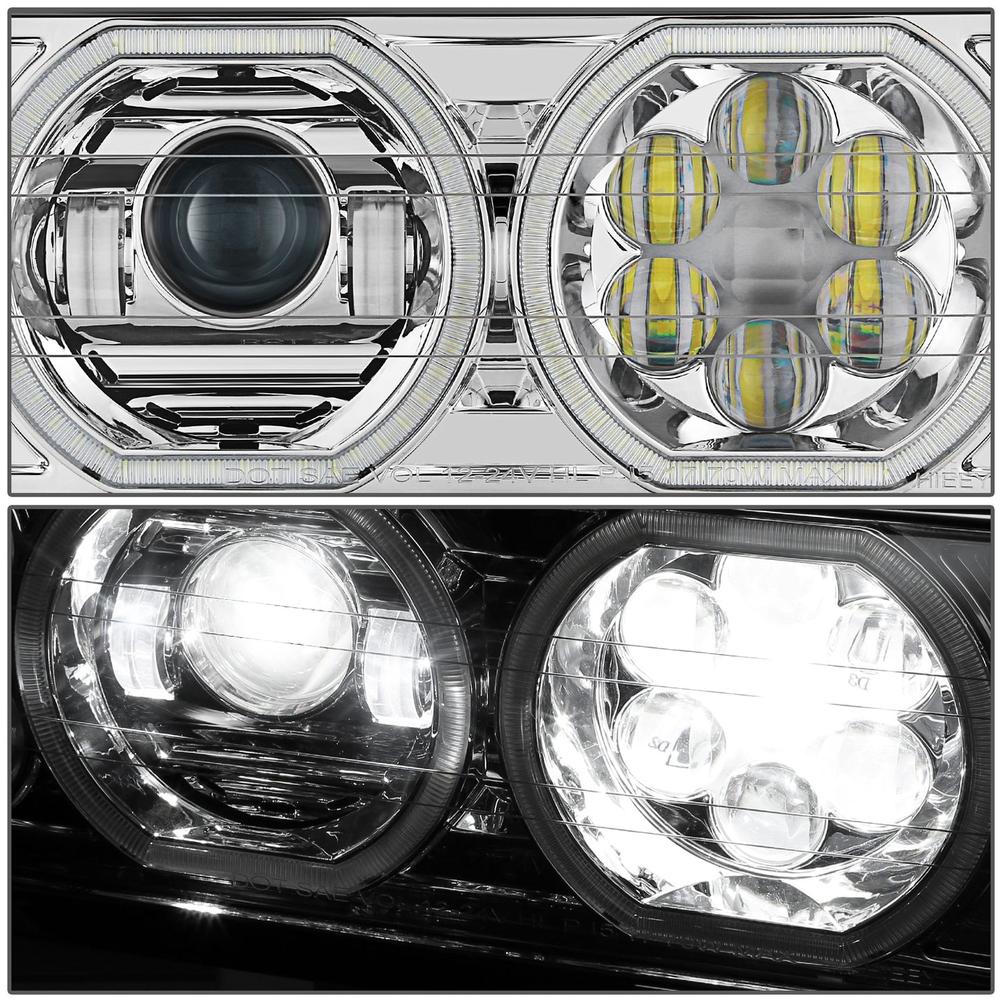 FAROS VOLVO VNL 18-23 / VOLVO VNR 18-23 / VOLVO VNL 300 18-20 / VOLVO VNL 400 18-20 / VOLVO VNL 740 18-20 / VOLVO VNL 760 18-20 / VOLVO VNL 860 18-20 / VOLVO VNR 300 18-20 / VOLVO VNR 400 18-20 / VOLVO VNR 640 18-20 - WHITE HALO RING - CHROME