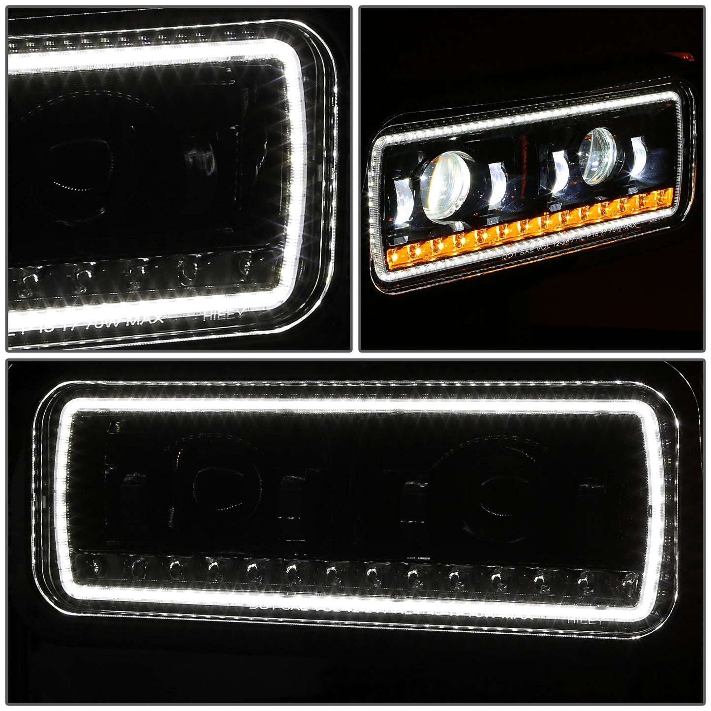 FAROS 81-88 PETERBILT 359 / 87-07 PETERBILT 379 / 08-21 PETERBILT 389 - FULL LED SEQUENTIAL CHASING TURN SIGNAL HEADLIGHT - BLACK