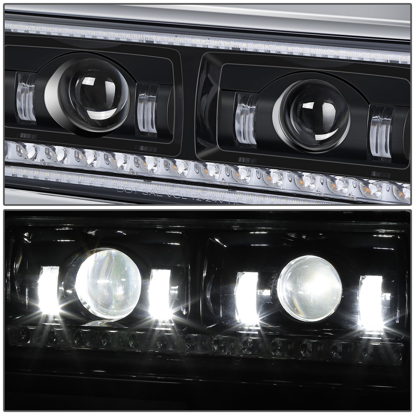 FAROS 81-88 PETERBILT 359 / 87-07 PETERBILT 379 / 08-21 PETERBILT 389 - FULL LED SEQUENTIAL CHASING TURN SIGNAL HEADLIGHT - BLACK