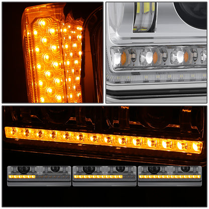 FAROS 81-88 PETERBILT 359 / 87-07 PETERBILT 379 / 08-21 PETERBILT 389 - FULL LED SEQUENTIAL CHASING TURN SIGNAL HEADLIGHT - CHROME