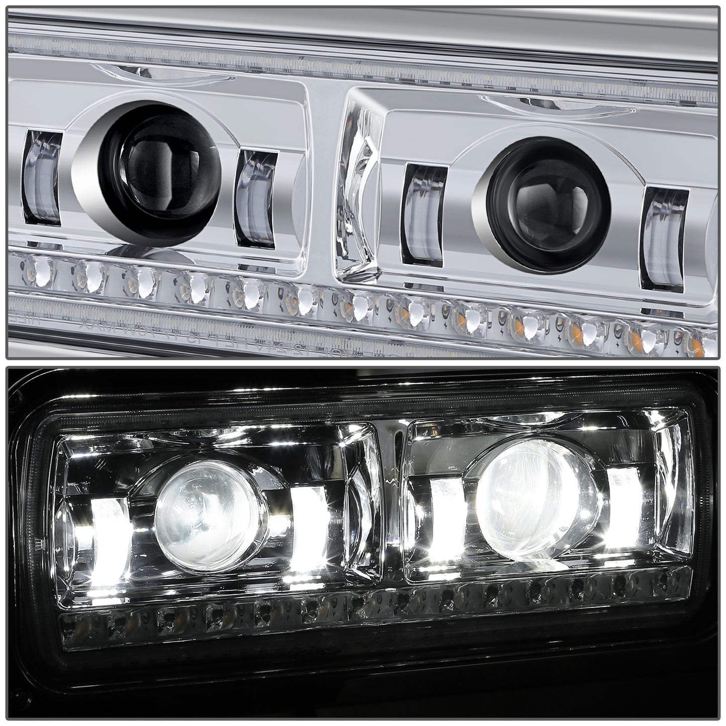 FAROS 81-88 PETERBILT 359 / 87-07 PETERBILT 379 / 08-21 PETERBILT 389 - FULL LED SEQUENTIAL CHASING TURN SIGNAL HEADLIGHT - CHROME