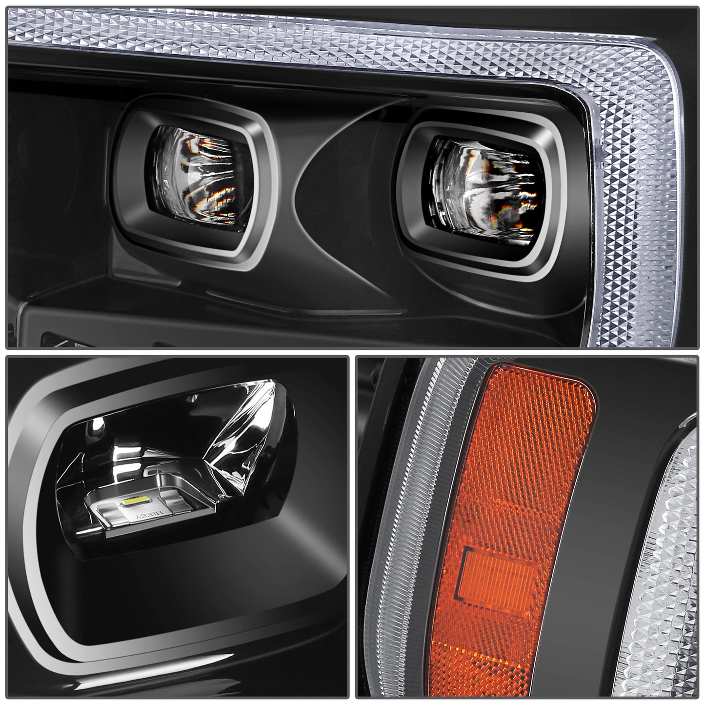 FAROS 21-23 FORD F-150 - FITS MODELS WITH HALOGEN HEADLIGHTS - WHITE 3D LIGHT BAR / SEQUENTIAL CHASE TURN SIGNAL - BLACK